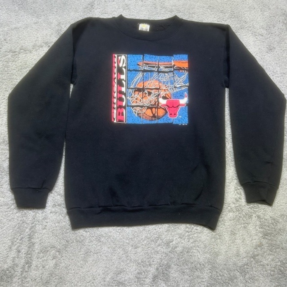 Vintage Chicago Bulls Sweatshirt Big Kids‎ XL 18-20 Black 1991 NBA Graphic Youth
